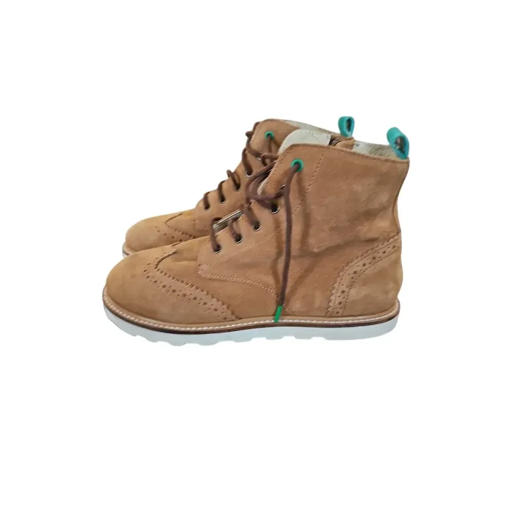 Mini Boden 34 Boys Brown Suede Brogue Boots tan sz 2.5 big boys new